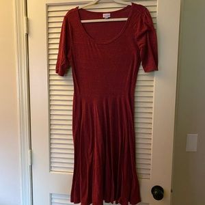 LuLaRoe Heathered Maroon Nicole Circle Dress - L